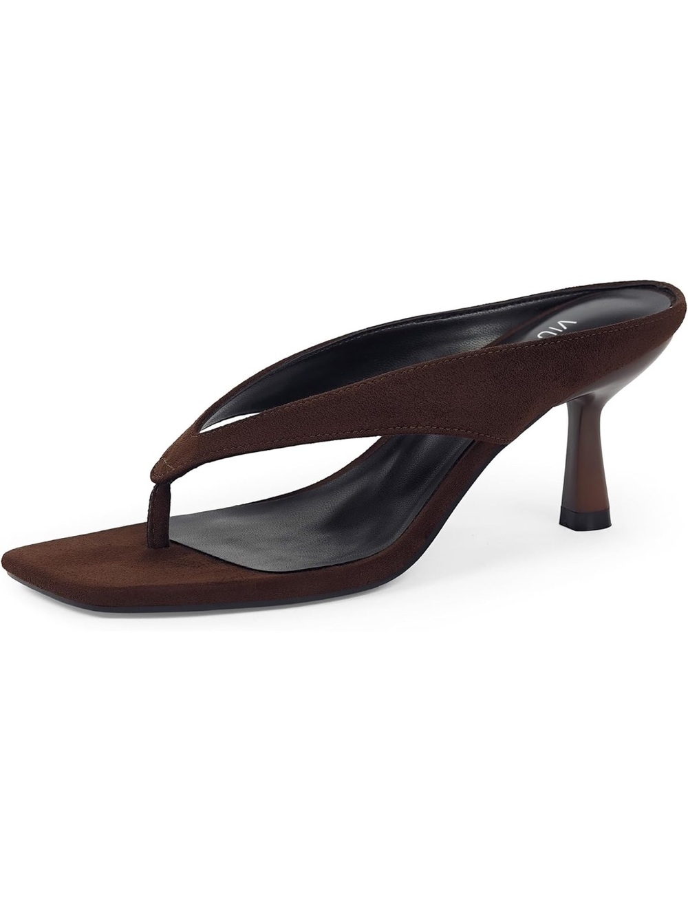Amazon Women's Dark Brown Suede Thong Kitten Heel Mule